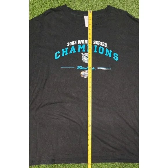 Vintage Florida Marlins 2003 World Series Champions T-Shirt Black 2XL 25x31 Y2K - Picture 5 of 7
